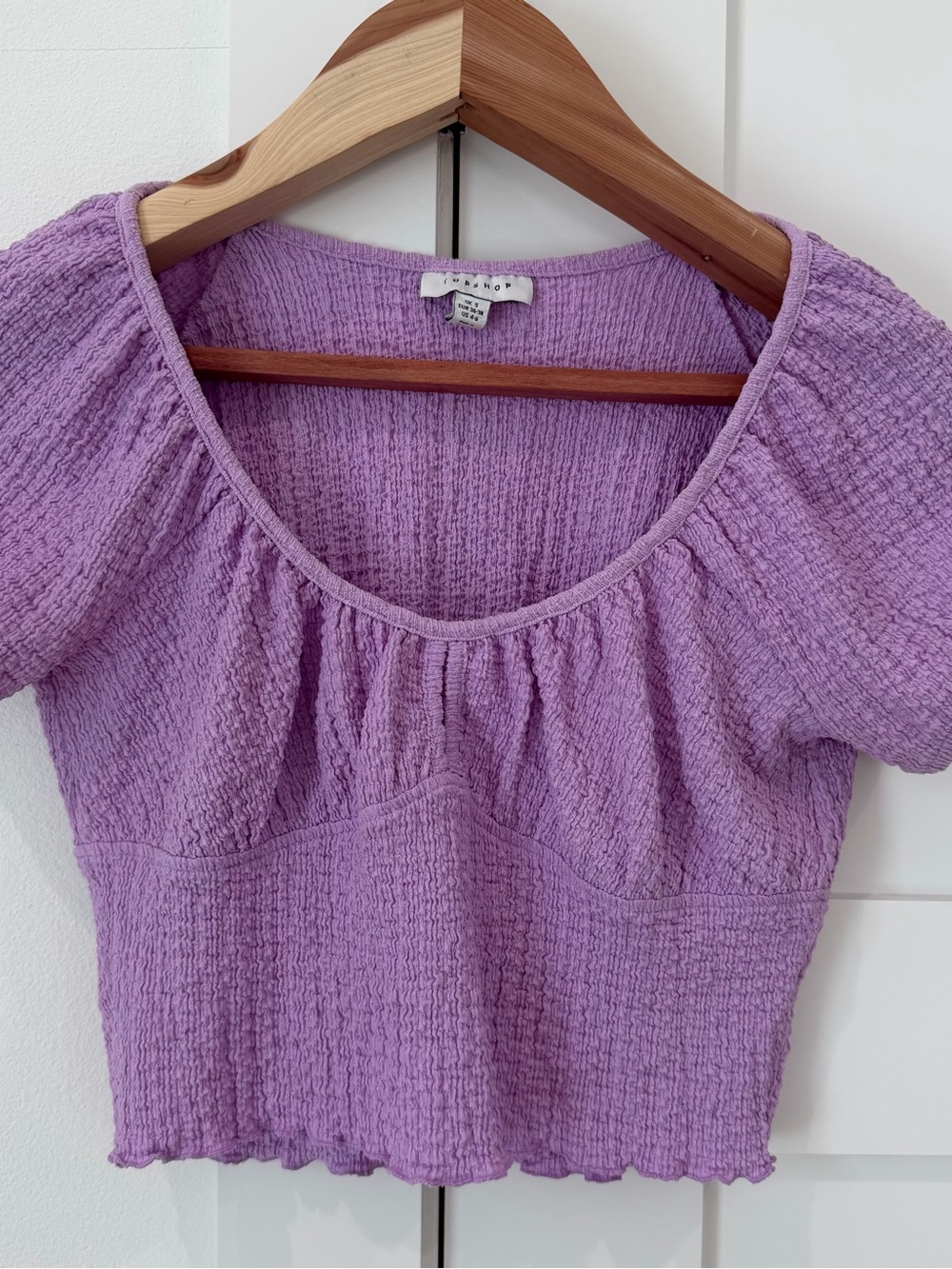 Topshop Lavender Crinkle Knit Scoop Crop Top